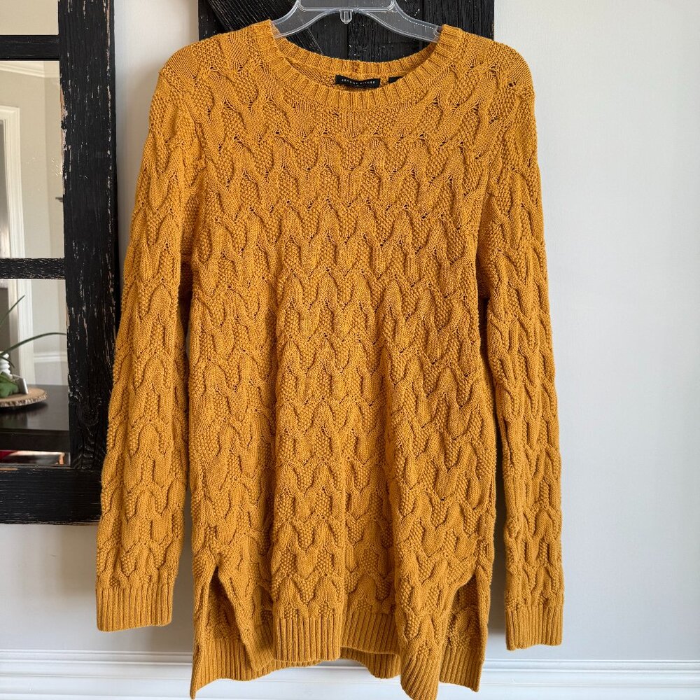 Women's Jeanne Pierre Cable Knit Sweater, Size: Large, Color: Yellow